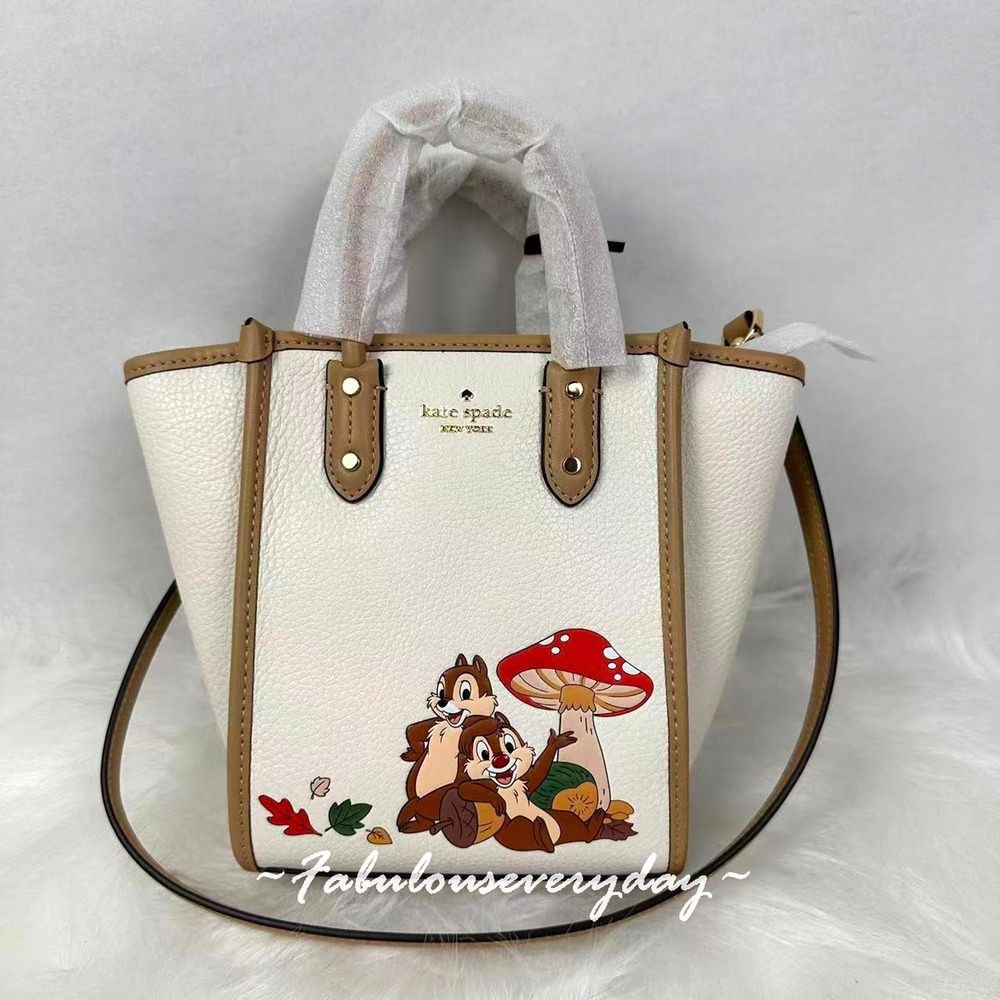 Kate Spade Disney X KSNY Chip N Dale Mini Tote Crossbody In Leather/Chalk KL749